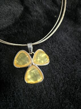 Yellow Triangle Triplet Pendant Necklace - Unbranded